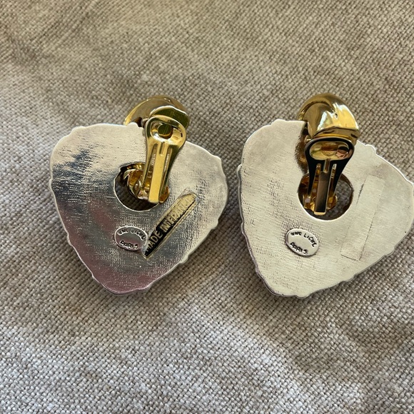 Vintage Une Ligne Paris French Designer Big Door Knocker Clip Earrings signed - Picture 5 of 7